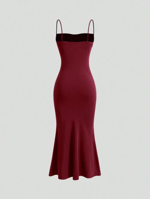 Mia Muse Vestidos femininos para todas as estações, elegantes, justos, alça espaguete, bainha sereia, maxi vestidos de festa da moda - Imagem 4