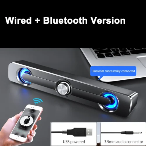 Salange barra de som bluetooth usb com fio alto-falantes barra alto-falante estéreo para projetor computador portátil telefone computador 3.5mm aux alto-falante - Imagem 7