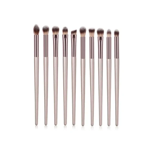 Conjunto de 4 ou 10 pincéis de maquiagem, cor champanhe, para cosméticos, pó, blush, sombra, kabuki, mistura, ferramenta de beleza - Imagem 10