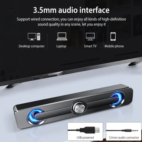 Salange barra de som bluetooth usb com fio alto-falantes barra alto-falante estéreo para projetor computador portátil telefone computador 3.5mm aux alto-falante - Imagem 2