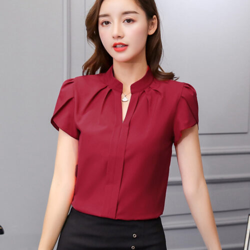 Moda coreana das mulheres topos e blusas chiffon blusas femininas manga curta camisas brancas xxl senhoras topos - Imagem 20