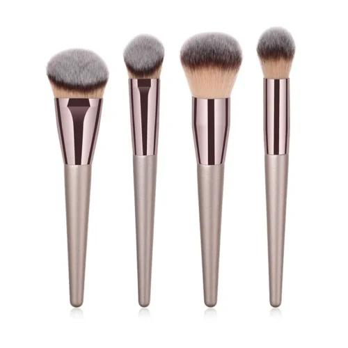 Conjunto de 4 ou 10 pincéis de maquiagem, cor champanhe, para cosméticos, pó, blush, sombra, kabuki, mistura, ferramenta de beleza - Imagem 8