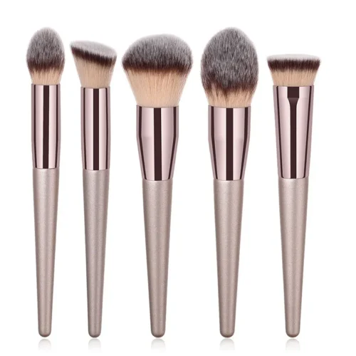 Conjunto de 4 ou 10 pincéis de maquiagem, cor champanhe, para cosméticos, pó, blush, sombra, kabuki, mistura, ferramenta de beleza - Imagem 7