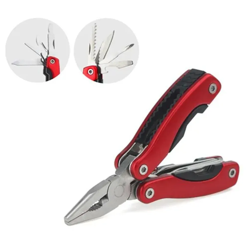 Portátil Multi Ferramenta Alicate, Camping Gear, sobrevivência ao ar livre, aço inoxidável, Camping Acessórios, 9 em 1