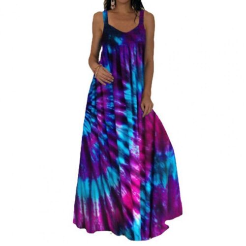 Plus size oversized vestido longo feminino tie-dye impressão 3d maxi vestido de verão cinta fora do ombro grande balanço vestidos de festa - Imagem 17