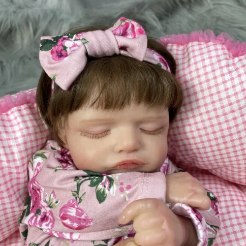 Boneca bebê reborn, 48cm, rosalie, menina, pele 3d, veias visíveis, vinil realista, recém-nascido com acessórios de boneca, brinquedo, idade 3 + - Imagem 4