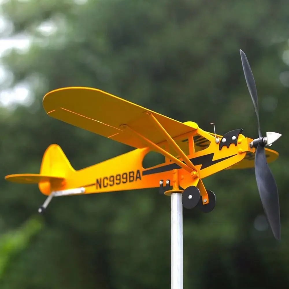 Cata-vento Avião 3D para Exterior Bússola Direção do Vento Decoração de Jardim Cata-vento