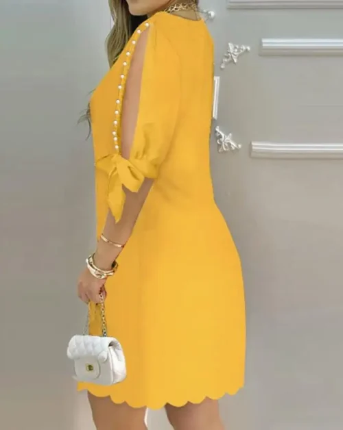 Vestidos elegantes para mulheres oco para fora em torno do pescoço casual mini vestido férias nova moda 2023 verão casual sexy roupas femininas - Imagem 25