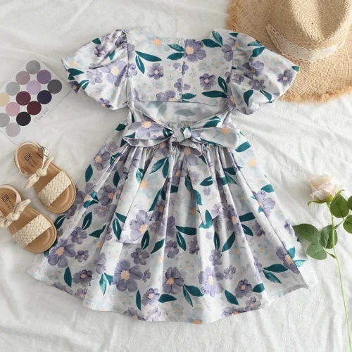 Urso líder rosa xadrez arco vestido elegante lolita criança grandes meninas midi vestido crianças vestidos adolescentes festa princesa vestido de verão - Imagem 9