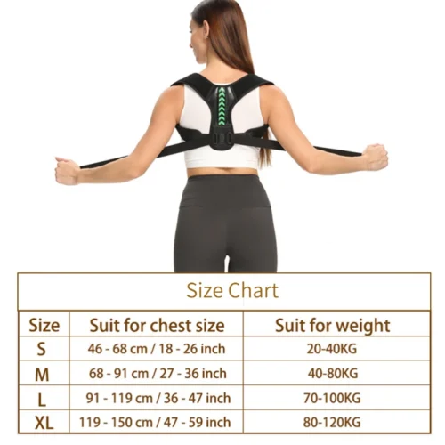Corretor ajustável da postura do ombro traseiro, clavícula, suporte da espinha, remodelar seu corpo, casa, escritório, esporte, parte superior das costas, cinta de pescoço - Imagem 6
