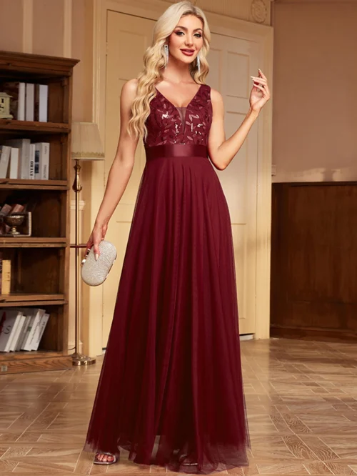 Vestido de festa para as mulheres elegante, sem costas maxi lantejoulas vestido de verão - Imagem 24
