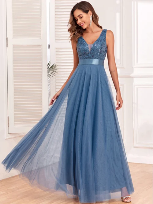 Vestido de festa para as mulheres elegante, sem costas maxi lantejoulas vestido de verão - Imagem 34