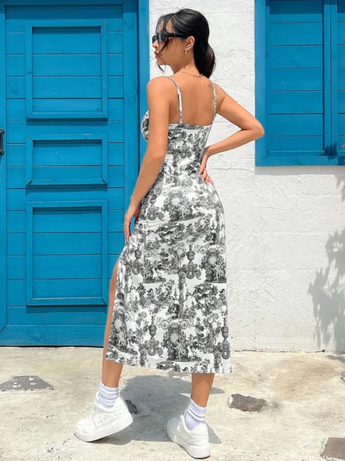 Outono 2025 vestido longo sem alças envoltório no peito fenda alta margarida estampa leopardo envoltório em torno da saia vestido maxi - Imagem 20
