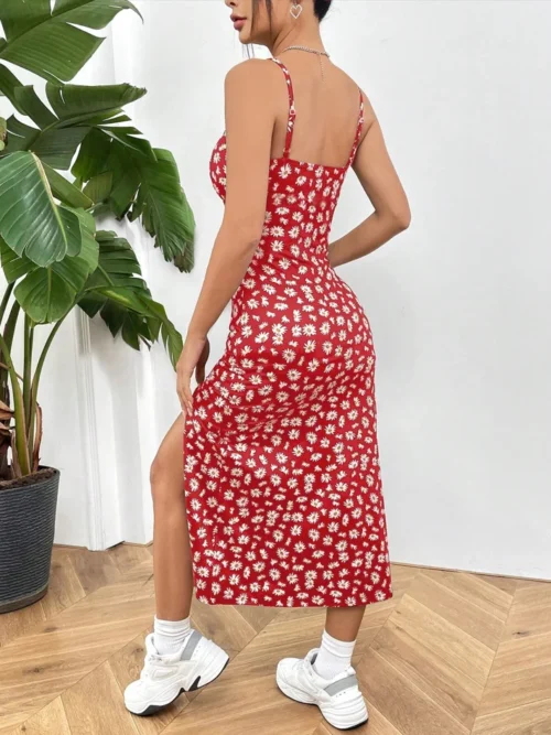 Outono 2025 vestido longo sem alças envoltório no peito fenda alta margarida estampa leopardo envoltório em torno da saia vestido maxi - Imagem 16