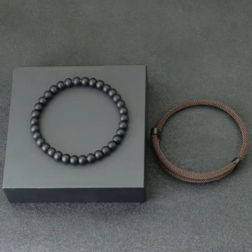 Moda masculina pulseira conjunto 2 pçs deslizante ajustável sorte fio vermelho braslet acessórios hombre presentes para ele braçadeira herren jooias - Imagem 12