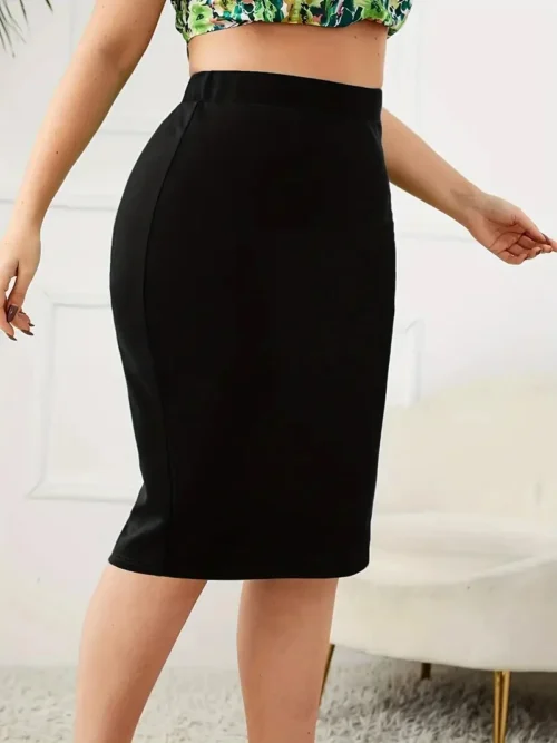 2024 verão plus size sólido saia fina, casual saia de fenda de cintura alta, roupas femininas plus size - Imagem 11