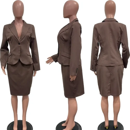 Bwq conjunto feminino manga cheia botão blazer + saias terno 2025 inverno casual streetwear dois 2 peças conjunto áfrica ol roupas de trabalho - Imagem 37