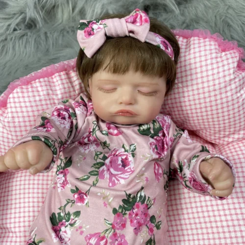 Boneca bebê reborn, 48cm, rosalie, menina, pele 3d, veias visíveis, vinil realista, recém-nascido com acessórios de boneca, brinquedo, idade 3 + - Imagem 6