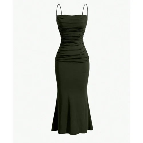 Mia Muse Vestidos femininos para todas as estações, elegantes, justos, alça espaguete, bainha sereia, maxi vestidos de festa da moda - Imagem 11
