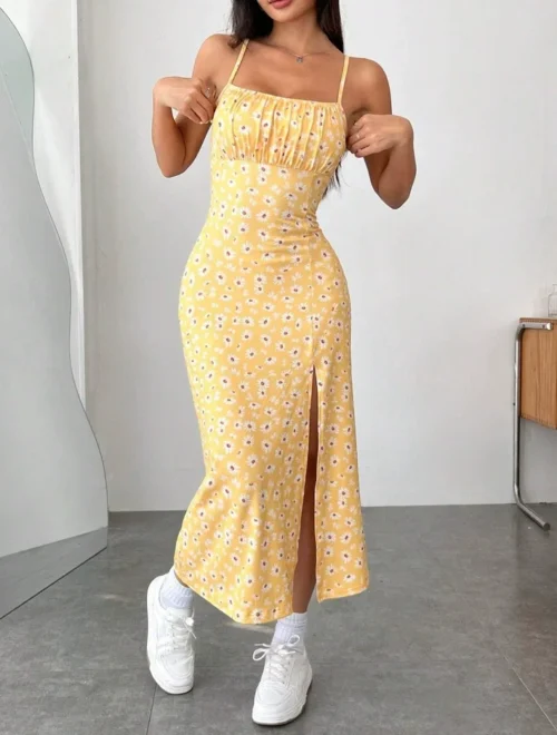 Outono 2025 vestido longo sem alças envoltório no peito fenda alta margarida estampa leopardo envoltório em torno da saia vestido maxi - Imagem 11