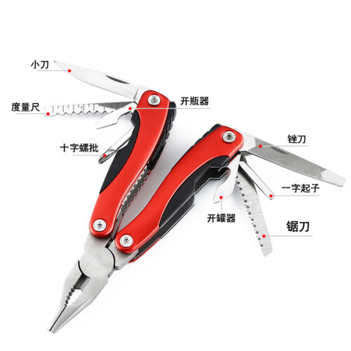 Portátil Multi Ferramenta Alicate, Camping Gear, sobrevivência ao ar livre, aço inoxidável, Camping Acessórios, 9 em 1 - Imagem 10