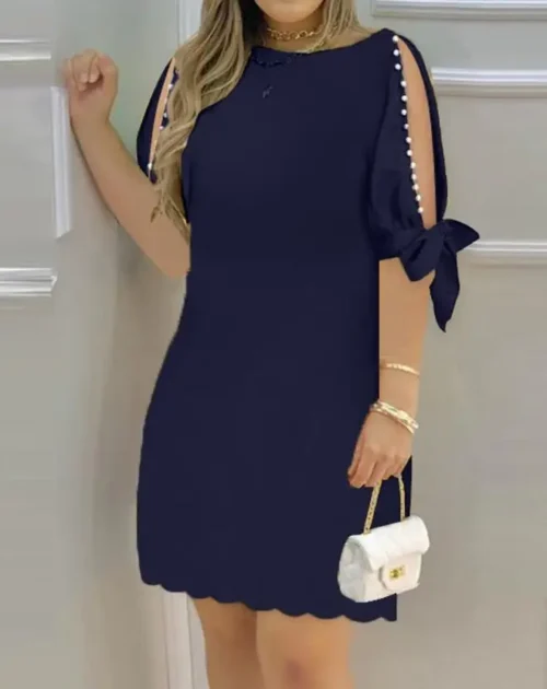 Vestidos elegantes para mulheres oco para fora em torno do pescoço casual mini vestido férias nova moda 2023 verão casual sexy roupas femininas - Imagem 26