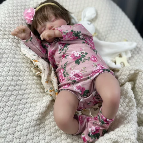 Boneca bebê reborn, 48cm, rosalie, menina, pele 3d, veias visíveis, vinil realista, recém-nascido com acessórios de boneca, brinquedo, idade 3 + - Imagem 8