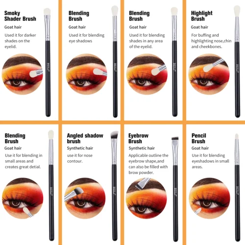 Beili profissional 6/8pcs clássico pincéis de maquiagem dos olhos naturais definir sombra sobrancelha mistura smokey black beleza maquiagem pincéis - Imagem 5