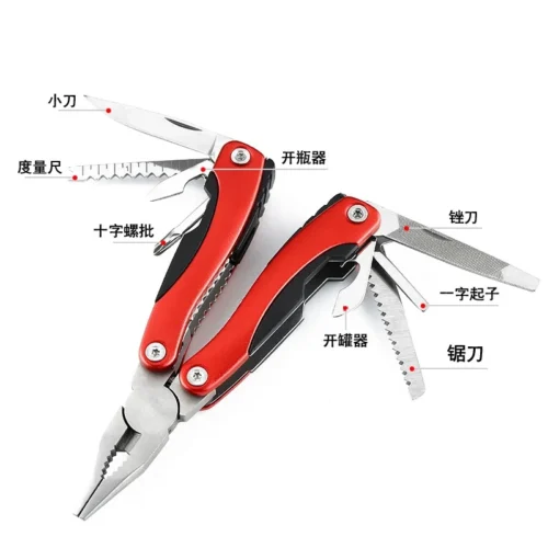 Portátil Multi Ferramenta Alicate, Camping Gear, sobrevivência ao ar livre, aço inoxidável, Camping Acessórios, 9 em 1 - Imagem 4