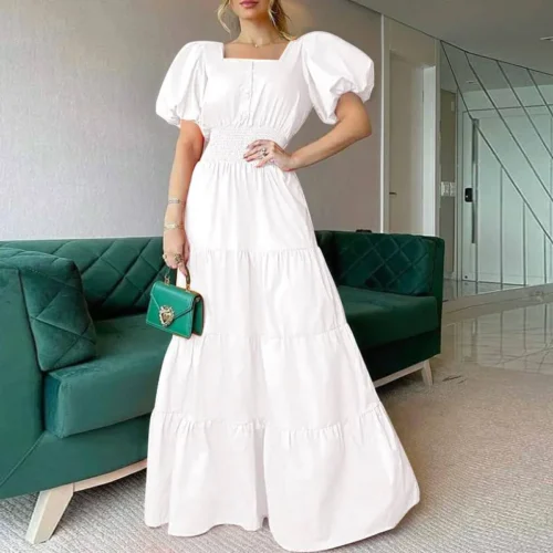 Listrado maxi vestido feminino verão 2022 nova moda elegante causal festa escritório senhora branco azul voltar vestidos longos - Imagem 17