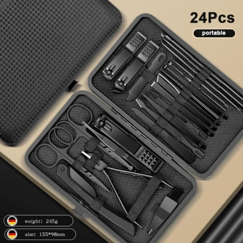 8/12/15/20/24 pçs cortadores de manicure conjunto cortador de unhas doméstico colher de orelha de aço inoxidável ferramenta tesoura pedicure para beleza - Imagem 7