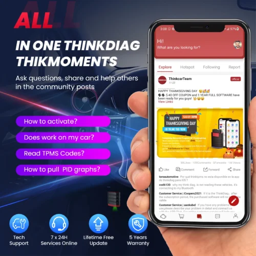 THINKCAR THINKDIAG MINI Auto OBD2 Bluetooth Scanner Sistema Completo Diagnóstico Todos os Carros Vitalício Gratuito Ferramenta de Diagnóstico Automotivo - Imagem 18