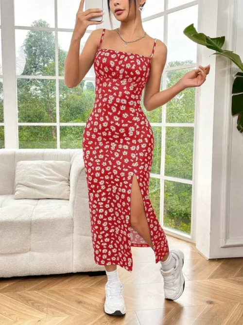 Outono 2025 vestido longo sem alças envoltório no peito fenda alta margarida estampa leopardo envoltório em torno da saia vestido maxi - Imagem 10