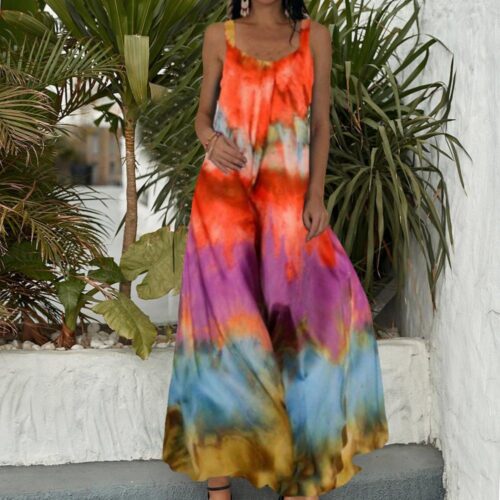 Plus size oversized vestido longo feminino tie-dye impressão 3d maxi vestido de verão cinta fora do ombro grande balanço vestidos de festa - Imagem 27