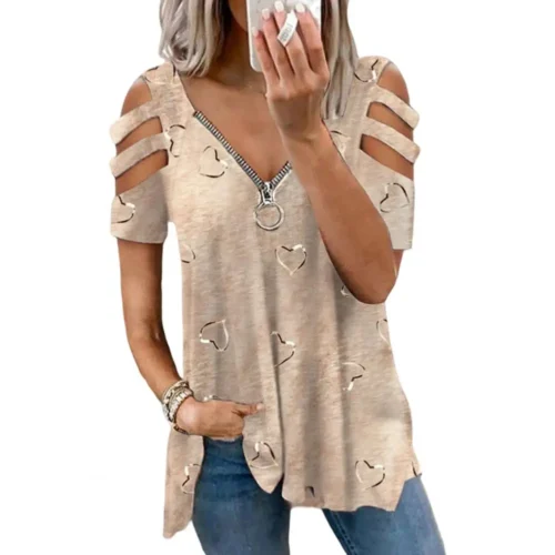 Mulheres verão topo com decote em v baixo corte oco para fora manga curta camiseta combinar calças soltas plus size blusa feminina roupas femininas - Imagem 7