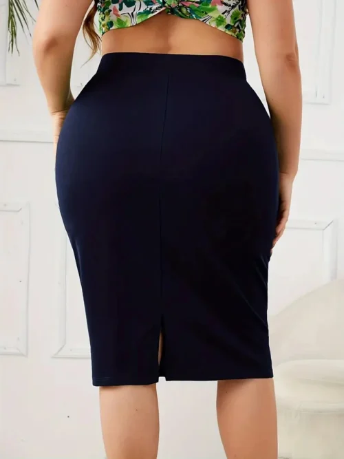 2024 verão plus size sólido saia fina, casual saia de fenda de cintura alta, roupas femininas plus size - Imagem 2