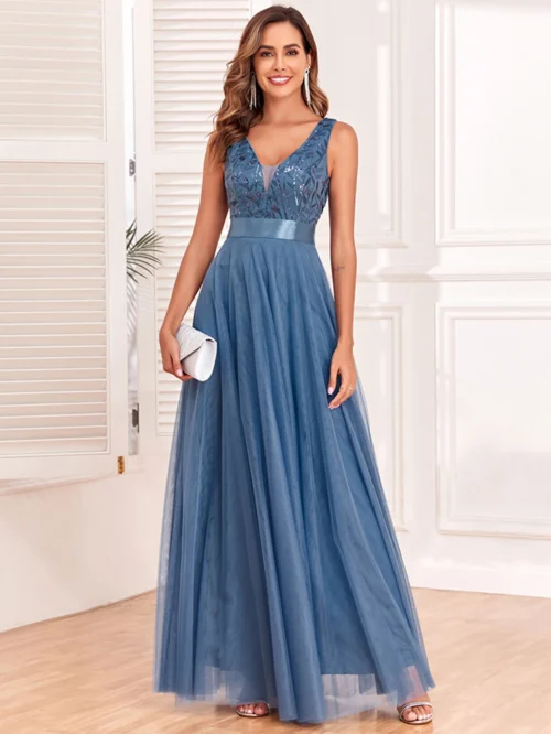 Vestido de festa para as mulheres elegante, sem costas maxi lantejoulas vestido de verão - Imagem 33