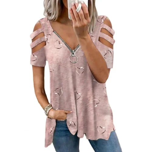Mulheres verão topo com decote em v baixo corte oco para fora manga curta camiseta combinar calças soltas plus size blusa feminina roupas femininas - Imagem 8