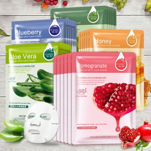 Máscara Facial Natural Planta, Controle de Óleo Hidratante, Anti-Envelhecimento, Fruit Aloe, Folha Coreano, Máscara Facial, Beleza, Produtos De Cuidados Com A Pele, 10Pcs - Imagem 2