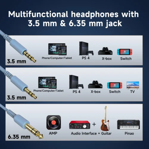 Oneodio pro 10 com fio dj fones de ouvido baixo estéreo gaming headset com microfone para telefone estúdio monitor fone para gravação - Imagem 6