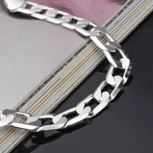 Pulseira de prata esterlina 925, pulseira lateral de prata 6mm8mm10mm, pulseira masculina e feminina, joias - Imagem 5