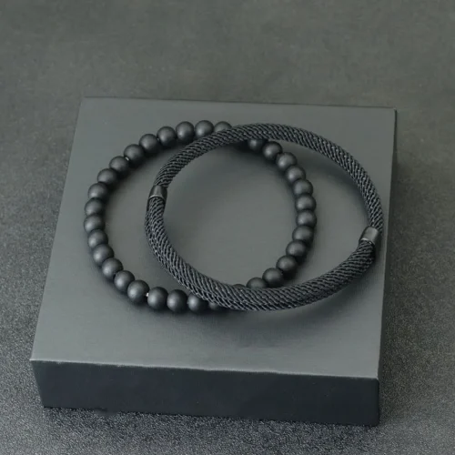 Moda masculina pulseira conjunto 2 pçs deslizante ajustável sorte fio vermelho braslet acessórios hombre presentes para ele braçadeira herren jooias