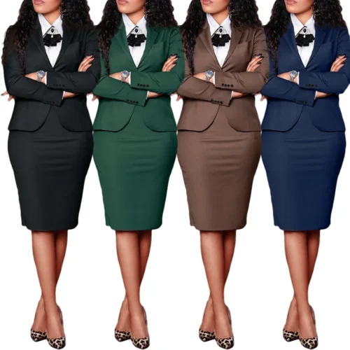 Bwq conjunto feminino manga cheia botão blazer + saias terno 2025 inverno casual streetwear dois 2 peças conjunto áfrica ol roupas de trabalho - Imagem 24