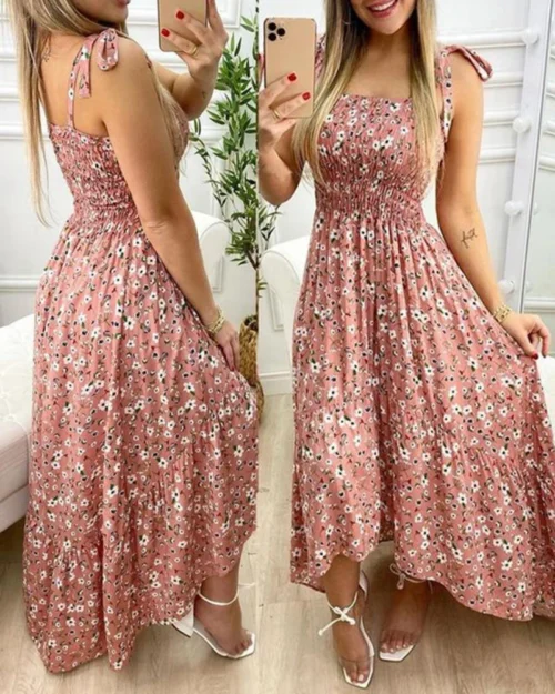 Verão sexy cinta de espaguete floral impressão maxi vestido para as mulheres 2024 casual elegante peito envoltório longo mulher praia vestido férias