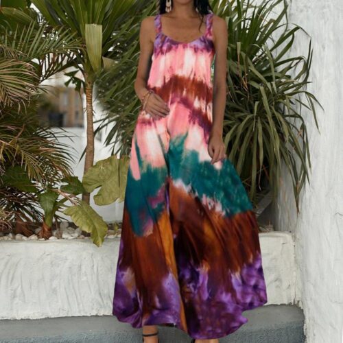 Plus size oversized vestido longo feminino tie-dye impressão 3d maxi vestido de verão cinta fora do ombro grande balanço vestidos de festa - Imagem 25