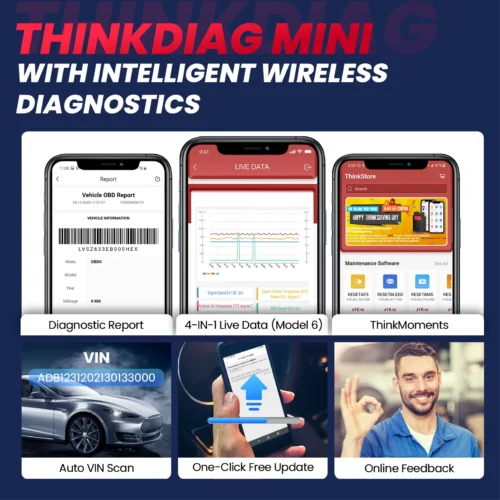 THINKCAR THINKDIAG MINI Auto OBD2 Bluetooth Scanner Sistema Completo Diagnóstico Todos os Carros Vitalício Gratuito Ferramenta de Diagnóstico Automotivo - Imagem 6