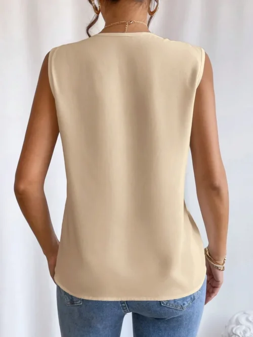 Sólido casual solto sem mangas blusas para mulheres moda verão camisas e blusas de grandes dimensões elegantes jovens femininos topos - Imagem 34