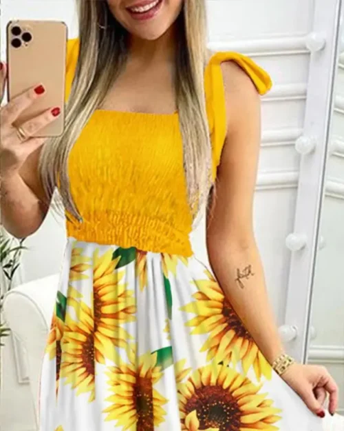 Verão sexy cinta de espaguete floral impressão maxi vestido para as mulheres 2024 casual elegante peito envoltório longo mulher praia vestido férias - Imagem 18
