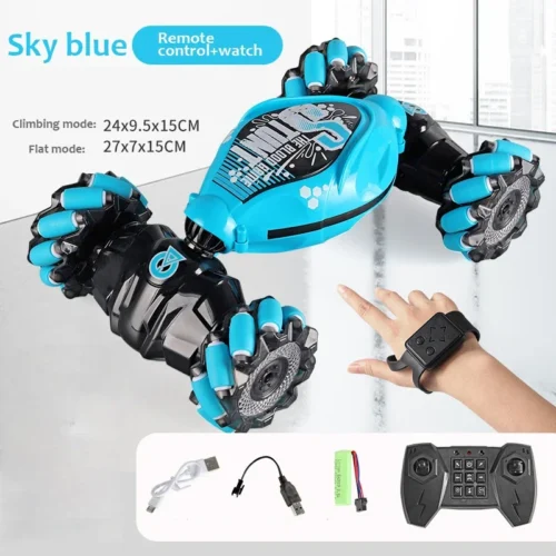 Carro de deriva 4WD RC com luzes LED de música 2.4G Gesto Rádio Controle Remoto Spray Stunt Car 360 °   Presentes de brinquedos de carro de escalada giratório - Imagem 8