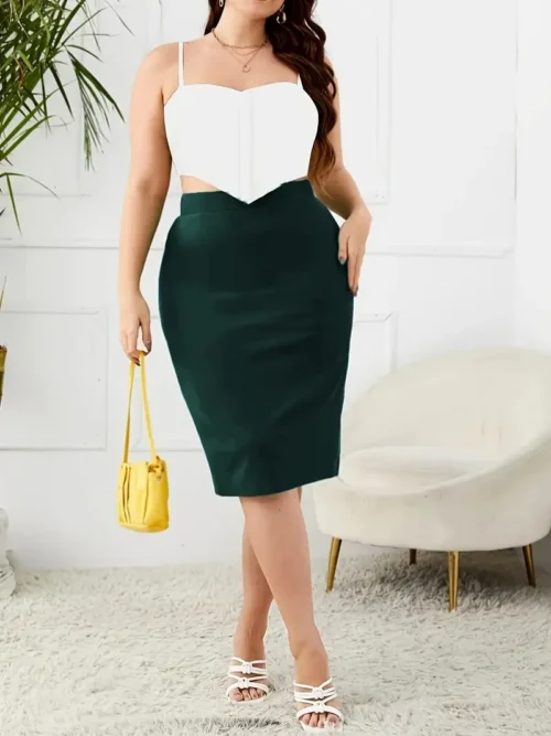 2024 verão plus size sólido saia fina, casual saia de fenda de cintura alta, roupas femininas plus size - Imagem 25